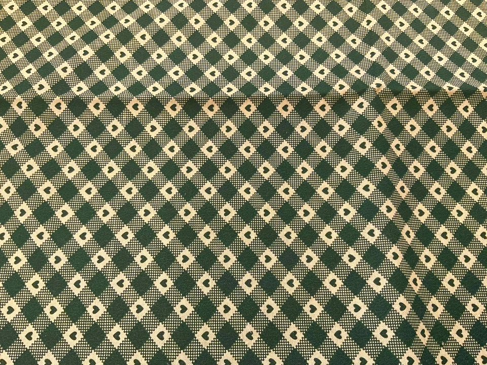 Vintage Country Classics Old Country Store Red Check Hearts Cotton 1Y By 42” - Image 1 of 1