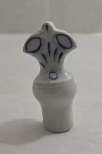 Vintage White Porcelain Blue Trim Bottle Replacement Stopper Top ONLY #106 - Picture 1 of 6