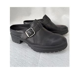 Merrell Black Leather Buckle Clog Mule Shoes Womens Size 6 Select Grip Non Slip - Picture 1 of 11