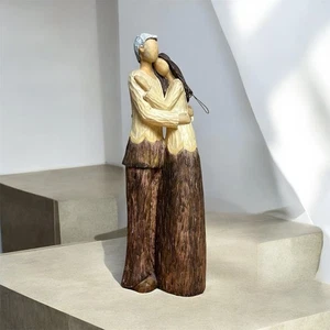 "Estatuilla de madera tallada a mano para pareja de 12"" MCM decoración de cabaña rústica" - Imagen 1 de 8