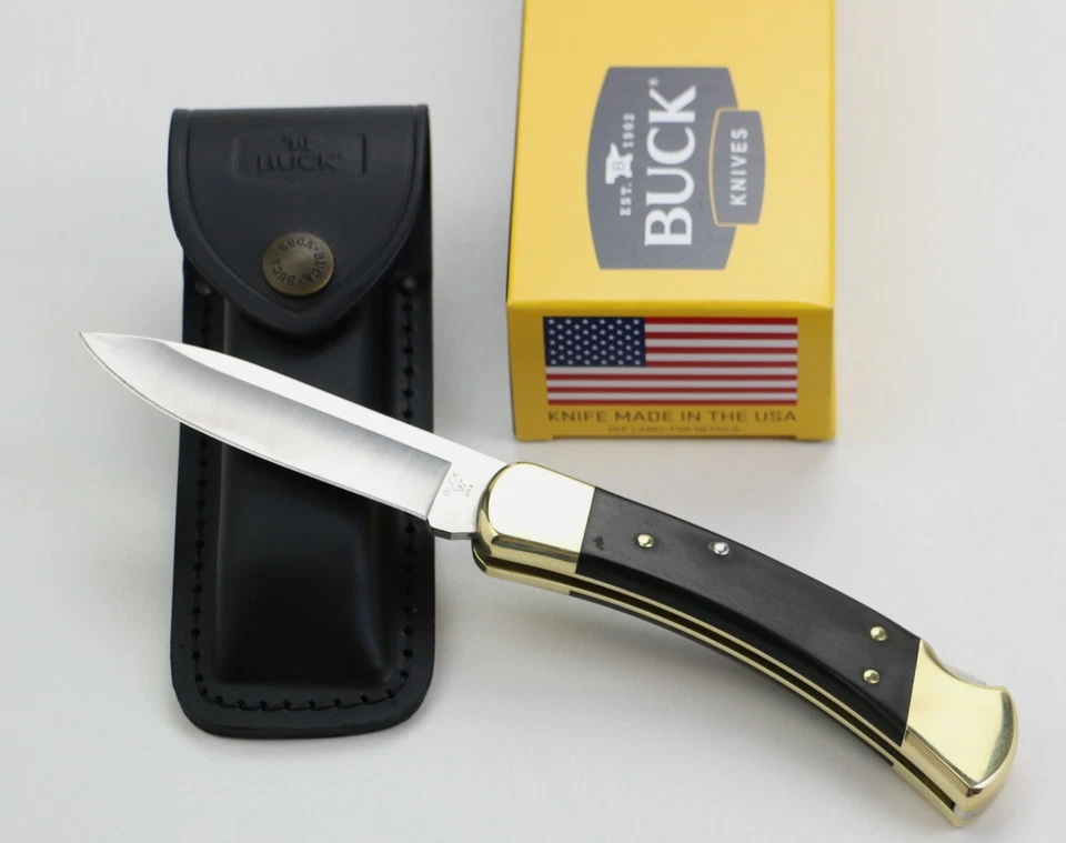 Buck 110 Drop Point Folding Hunter Knife 0110BRS6-B 420HC Ebony Made in USA New - image 1 of 4