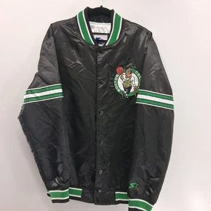 Herren Starter schwarz Boston Celtics Schieber Satin Full-Snap College Jacke Large - Bild 1 von 18