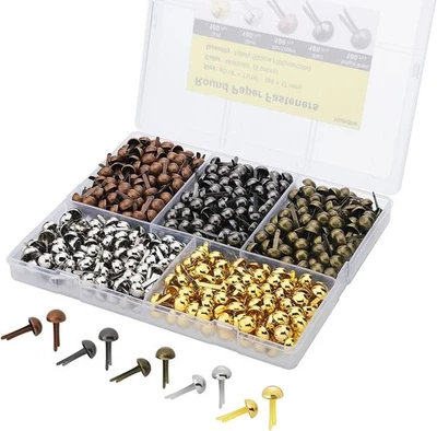 Mini Brads for Paper Crafts 500pcs Multicolor Metal Paper Fasteners 8x17mm Fa... - Image 1 of 4