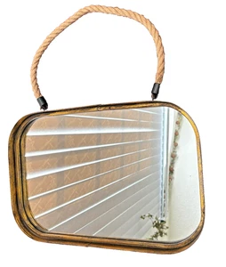 Kosmetikspiegel Tablett goldfarbene Schienen Seil Kommode Parfüm Make-up 17" x 11" x 1,5" - Bild 1 von 4