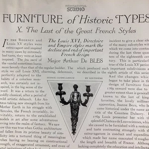 French Furniture Print Article 1924 Original Rare Antique De Bles Louis XVI Empi - Picture 1 of 17