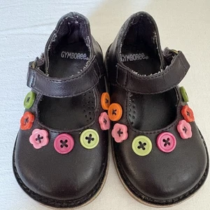 Gymboree Mary Janes Baby Mädchen Schuhe Größe 4 braun mit bunten Knöpfen - Bild 1 von 11