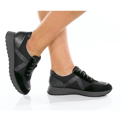 Zapatillas deportivas Munro para mujer talla 7N negras de gamuza/tela combo Piper con cordones L9-10 Foto 1 de 4