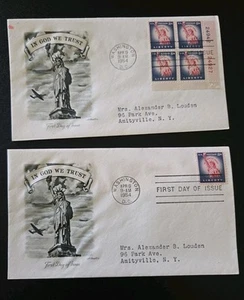 Statue of Liberty 8c #1041 Blue Plate Block/4 & Single First Day Of Issue 2 Env. - Picture 1 of 6