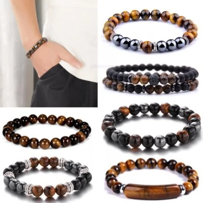 Brazalete Brazalete Lucky Piedra Natural Cuentas Energía Mujeres Hombres Joyería Regalo Nuevo Foto 1 de 4