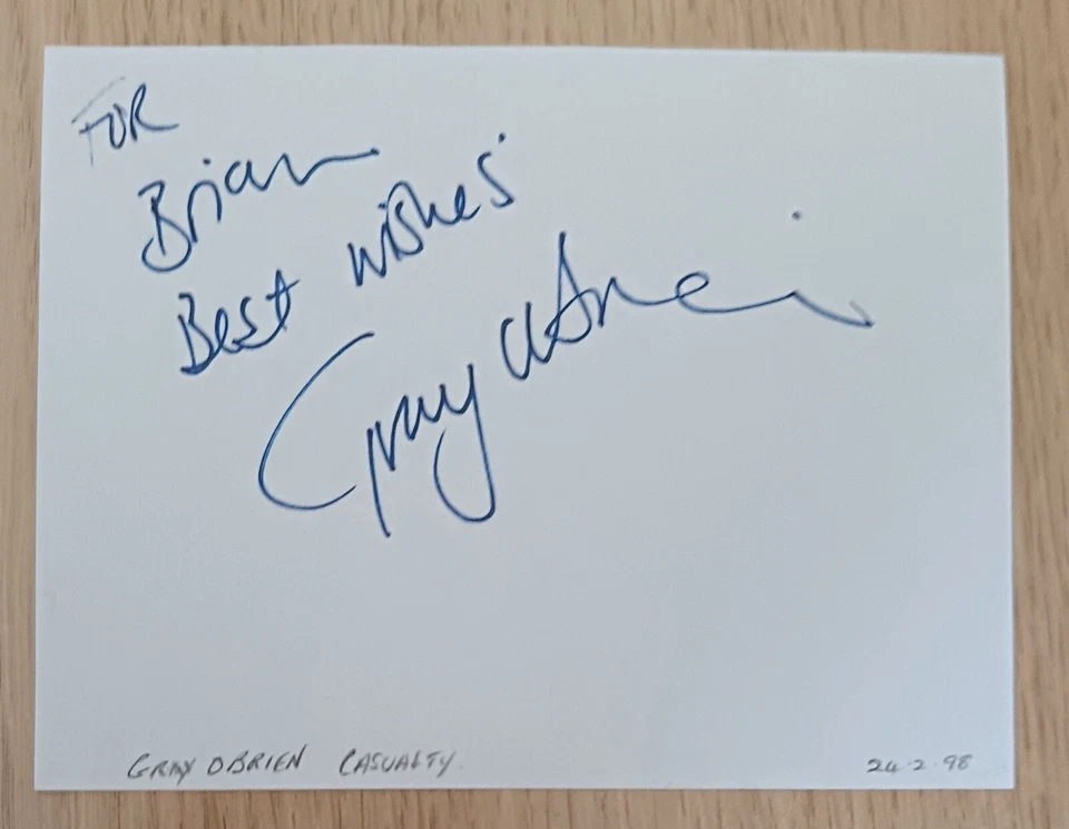 Gray O'Brien - Casualty, Dr Who, Coronation St Personally Signed Page AFTAL COA - Image 1 of 1