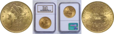 1899 $20 Gold Coin NGC MS-64 Cover