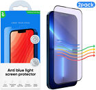 For iPhone 14,13,Pro,Max, Anti Blue Light Screen Protector Real Tempered Glass