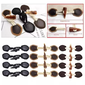 4Pairs Leather Horn Toggle Closure Buttons Coat Jacket Duffle Clothes Sewing DIY - Picture 1 of 13