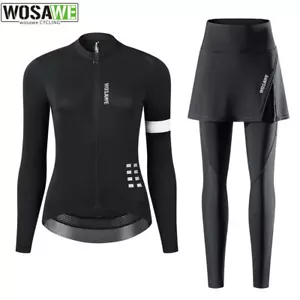 WOSAWE Mujeres Traje de Ciclismo Transpirable Manga Larga Jersey Bicicleta 3D Acolchado Pantalones - Imagen 1 de 14