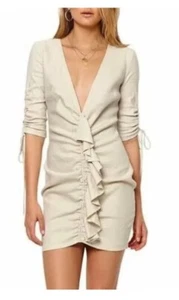 BEC & BRIDGE | Superbe Ruffle Mini Linen Dress - SIZE 6 Made In Aus - Picture 1 of 8