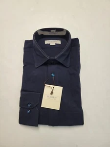 HAGEN CARMEL Men's Medium M Navy Blue Long Sleeve Shirt Stretch Button-Up NWT - Picture 1 of 6