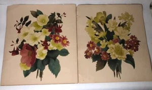 Par de ramos de flores acuarela Bernard Picture Company auténticos de colección - Imagen 1 de 16