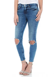Free People Gr. 26 Long High Rise Busted Distressed Skinny Jeans blau 5-Pocket - Bild 1 von 5