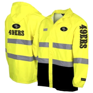 Giacca con cappuccio e zip intera impermeabile Rainshell San Francisco 49ers Hi-Vis Safety - Foto 1 di 5