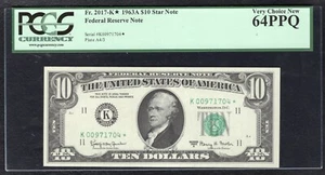 FR. 2017-K* 1963-A $10 *STAR* FRN FEDERAL RESERVE NOTE DALLAS, TX PCGS UNC-64PPQ - Picture 1 of 2