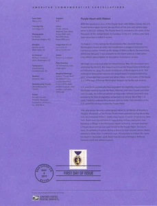 #1123 Forever Purple Heart #4529 Souvenir Page - Picture 1 of 1