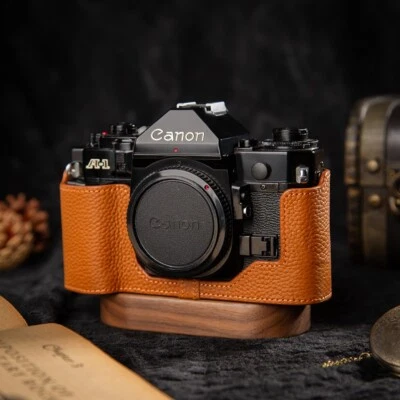 Funda bolsa con asa de cuero marrón claro para Canon A1 A-1 Foto 1 de 4