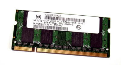 2 GB DDR2-RAM 200-pin SO-DIMM PC2-5300S CL5  'Netlist NL8256421207F-D53MHC' - Photo 1/2
