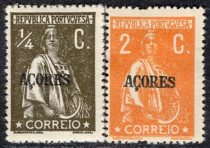 AZORES PORTUGAL 1917/21 DOS SELLOS MH CERES CARTÓN PAPEL CERES PERF: 15x14 - Imagen 1 de 2