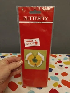 Vtg New 70s Perola Denmark Butterfly Honeycomb Fan Decoration 56cm Paper Yellow - Picture 1 of 5