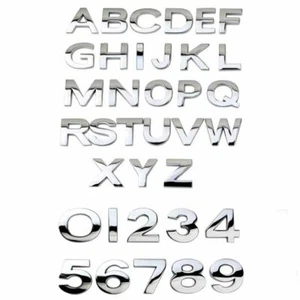 A~Z Alphabet Letter Self Adhesive Sticker Number Car Badge Emblem 3D Chrome - Picture 1 of 63