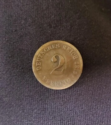 Antique Germany 1875 2 Pfennig Coin Deutsches Reich Eagle German Empire Coin - Image 1 of 2