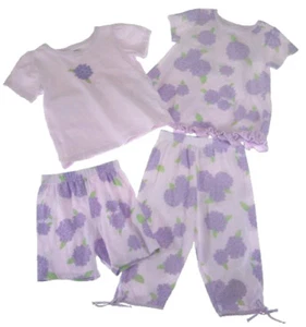 Painting Red Rhinos Pants Top Lavender Purple Hydrangea Flowers Capri Set 4T 4 - Picture 1 of 2