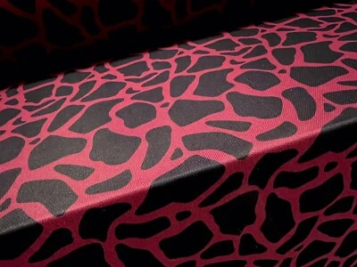 Power Mesh Net Stretch Spandex Fabric, Per Metre - Giraffe Print - Bordeaux - Image 1 of 3