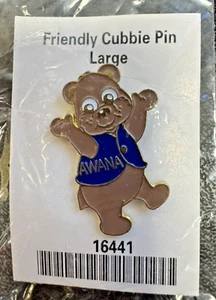 Vintage 90's AWANA Friendly Cubbie Pin Large Clutchback Pin 16441 - Bild 1 von 6