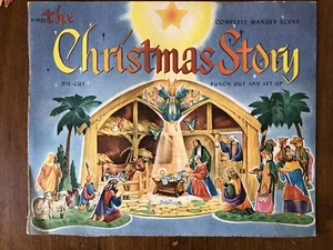 Vintage Die Cut Manger Scene The Christmas Story - Picture 1 of 16