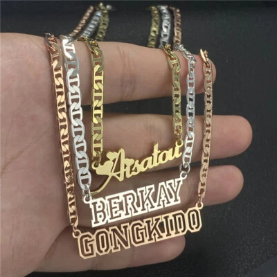 Placa de identificación personalizada Collar con nombre personalizado de acero inoxidable para hombres y mujeres Foto 1 de 4