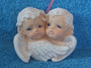 Vintage 1989 Scioto Double Cherub handbemalt Weihnachtsschmuck - Bild 1 von 5