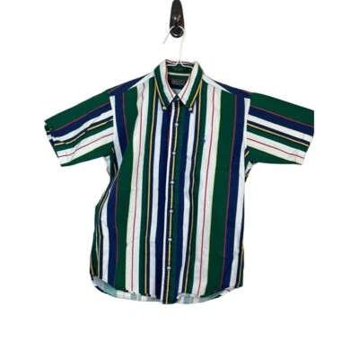 Ralph Lauren Shirt L Green Striped Oxford Horse Embroidery Preppy Retro 80s - Image 1 of 4