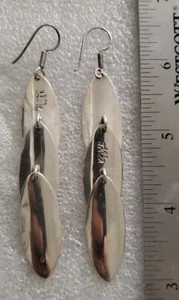 Vintage Sterling silver earrings, 925 leaves drops - Picture 1 of 4