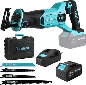 DURATECH Cordless Reciprocating Saw 20V4.0Ah Li-Ion Battery 3000SPM 4 Saw Blades - Picture 1 of 12