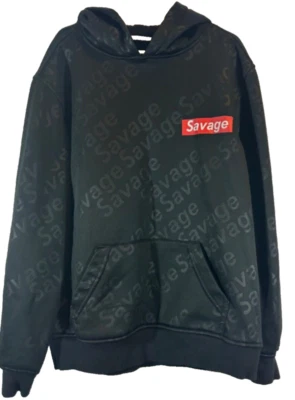 Encrypted Kids Hoodie Savage Sweatshirt Long Sleeve Sz L (10-12) Black D42 - Image 1 of 4