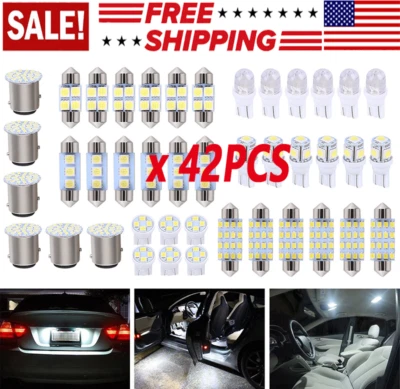 42 шт светодиодных лампочек для подсветки салона автомобиля купола двери багажника номерного знака белые - Изображение 1 из 4