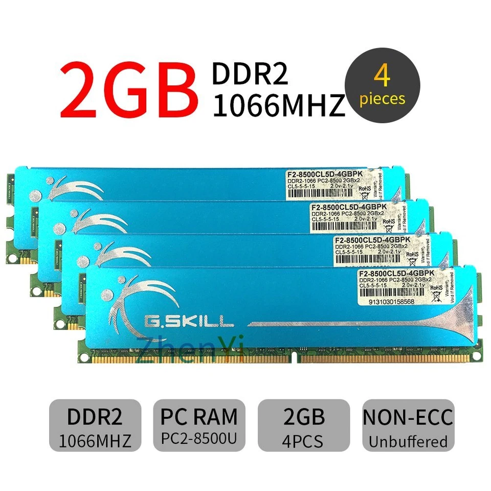 8GB 4GB 2GB DDR2 1066MHz PC2-8500U 240Pin OC DIMM RAM Desktop Memory GSKILL - Image 1 of 4