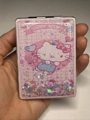 Hello Kitty Compact Mirror Sanrio  Floating Glitter Water  double Mirror - Image 1 of 4