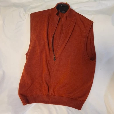 Chaleco Suéter Brooks Brothers 346 100% Lana Merino Cremallera Completa Para Hombres XL Óxido  Foto 1 de 4