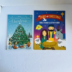 Lot of 2 Children's Christmas Sticker Activity Books Usborne Bible Nativity - Imagen 1 de 19