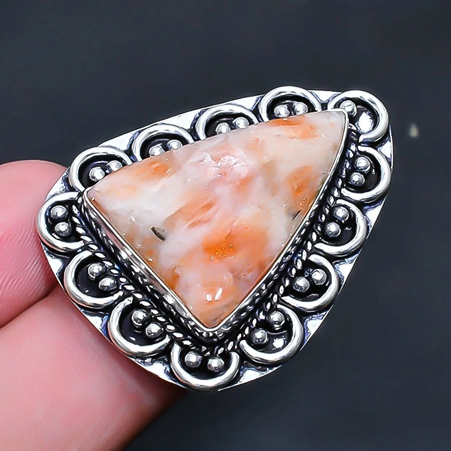 Sunstone Gemstone Handmade Jewelry Ring US Size 8 - Image 1 of 1