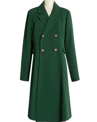 NWT Modcloth Along for the Ride Crepe Coat Size Small Green Stretch Holiday - Image 1 of 4