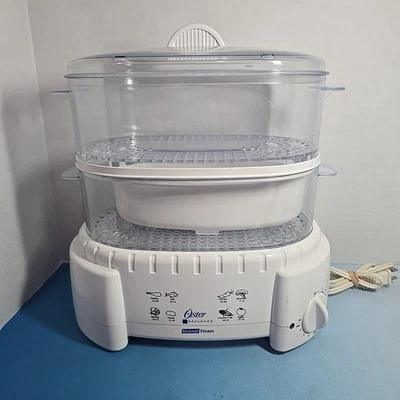 Oster Steamer Rice 2 Tier Designer Instant Food Cooker Vegetable 4711 Tested  - Image 1 of 4