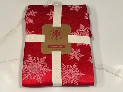 Create Decorate Celebra Redondo Copo de Nieve Rojo Navidad Mantel Nuevo con Etiquetas Foto 1 de 3